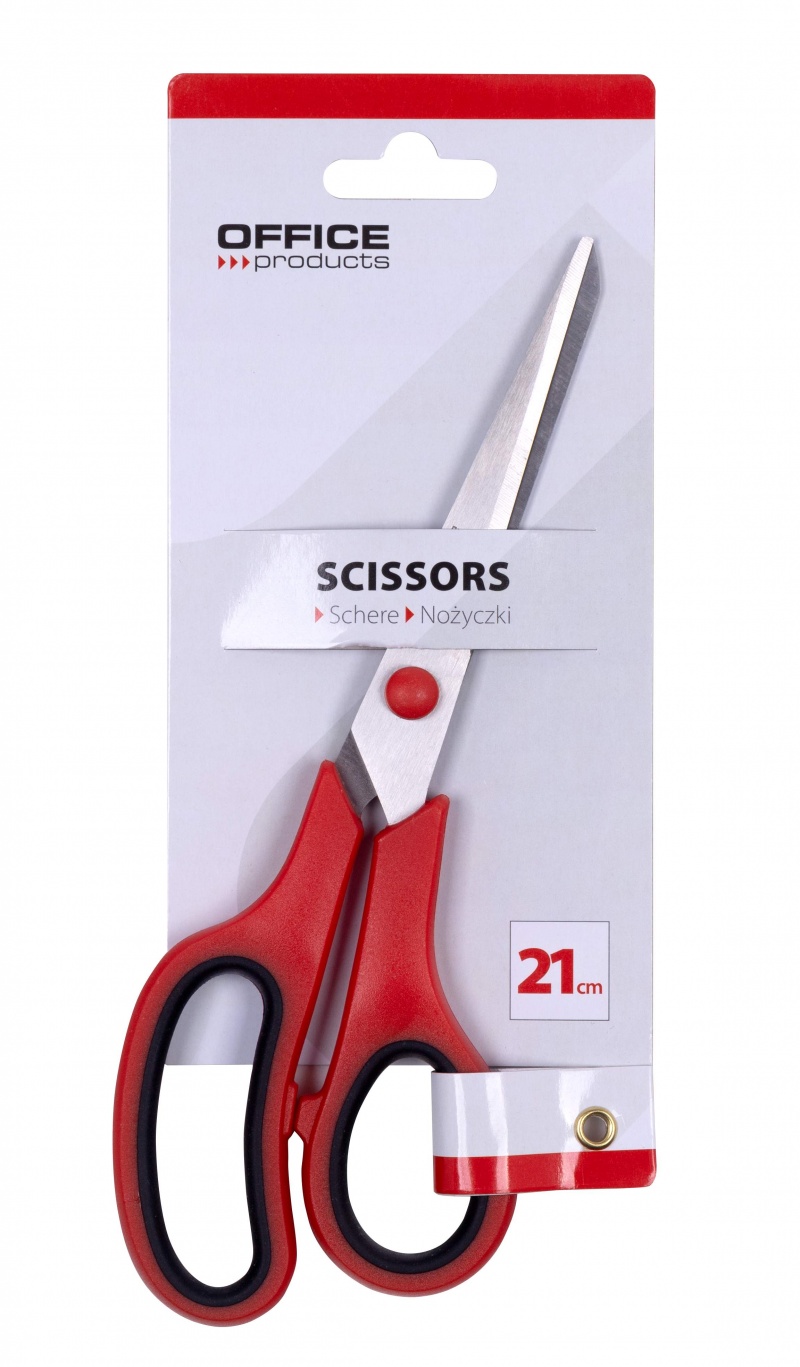 Канцелярські ножиці OFFICE PRODUCTS м'яка ручка, 21 см, червоно-чорні 18252121-99